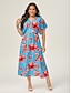 cheap Maxi Dresses-Floral V Neck Summer Maxi Dress