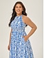 cheap Maxi Dresses-Halter Fitted Waist Maxi Dress