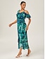 baratos Vestidos Tamanhos Grandes-Chiffon Ruffled Tie Front Midi Dress