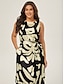cheap Print Dresses-Matte Satin Botanical Sleeveless Maxi Dress
