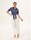 cheap Blouses-Tie Waist Acetate Blouse