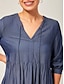 billige Maxikjoler-Acetate Tencel Loose V Neck Maxi Dress