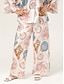 cheap Pants &amp; Shorts-Print Elastic Waist Wide Leg Pants