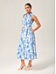 cheap Midi Dresses-Print Linen Midi Shirt Dress