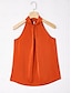 cheap Matching Sets-Orange Stand Collar Wide Leg Pants Set