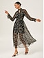 cheap Maxi Dresses-Polka Dot Sheer Hem Chiffon Dress