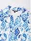 cheap Midi Dresses-Monochrome Print Linen Look Midi Shirt Dress