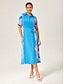 cheap Maxi Dresses-Color Block Shirt Dress