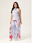 cheap Matching Sets-Ocean Print Vacation Set