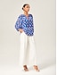 cheap Blouses-Geometric Chiffon Lantern Sleeve Top
