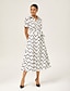 cheap Maxi Dresses-Geometric Faux Linen Maxi Dress