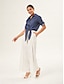 cheap Blouses-Tie Waist Acetate Blouse