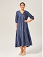 billige Maxikjoler-Acetate Tencel Loose V Neck Maxi Dress