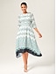 baratos Vestidos Midi-Geometric Cinched Waist Midi Dress