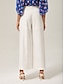 cheap Pants &amp; Shorts-Breathable Linen Off-White Wide-Leg Pants