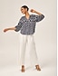 economico bluse-Monochrome Lantern Sleeve Print Top