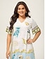 cheap Mini Dresses-Ocean Print Resort Style Dress