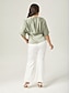 cheap Blouses-Batwing Sleeve Inverted Pleat V-Neck Top