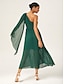 baratos Vestidos Tamanhos Grandes-Pleated Chiffon Asymmetric Maxi Dress