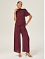 cheap Matching Sets-Elegant Chiffon Shirred High-Neck Set
