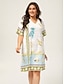 cheap Mini Dresses-Ocean Print Resort Style Dress