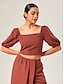 abordables blusas-Smocked Lyocell Blouse