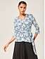 economico bluse-Geometric Stretch Waist Tie Top