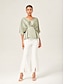 cheap Blouses-Batwing Sleeve Inverted Pleat V-Neck Top