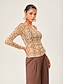 abordables blusas-Stretch Vintage V Neck Base Layer Top