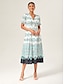 cheap Midi Dresses-Rayon Geometric V Neck Midi Dress