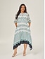 baratos Vestidos Midi-Geometric Cinched Waist Midi Dress