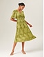 cheap Casual Dresses-Jacquard Chiffon V Neck Midi Dress