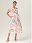 abordables Robes Midi-Smocked Design Linen Feel Midi Dress