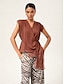 preiswerte Blusen-Asymmetric V Neck Sleeveless Top