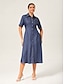 abordables Robes Midi-Denim Acetate Tencel Cinched Midi Dress