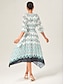 baratos Vestidos Midi-Geometric Cinched Waist Midi Dress