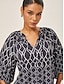 economico bluse-Monochrome Lantern Sleeve Print Top
