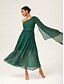 baratos Vestidos Tamanhos Grandes-Pleated Chiffon Asymmetric Maxi Dress