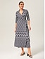 cheap Maxi Dresses-Geometric Print Stretch Wrap Dress