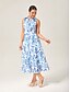 cheap Midi Dresses-Print Linen Midi Shirt Dress