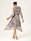 cheap Maxi Dresses-Chiffon Animal Print Ruched Maxi Dress