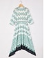baratos Vestidos Midi-Geometric Cinched Waist Midi Dress