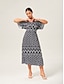 preiswerte Maxi-Kleider-Geometric V Neck Cinched Maxi Dress