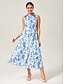 cheap Midi Dresses-Print Linen Midi Shirt Dress