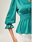 cheap Blouses-Elegant Lake Green Satin Cinched Blouse