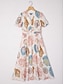 abordables Robes Midi-Smocked Design Linen Feel Midi Dress
