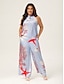 cheap Matching Sets-Ocean Print Vacation Set