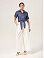 cheap Blouses-Tie Waist Acetate Blouse