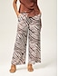 abordables pantalons et shorts-Animal Print Elastic Waist Wide Leg Pants