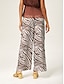 abordables pantalons et shorts-Animal Print Elastic Waist Wide Leg Pants